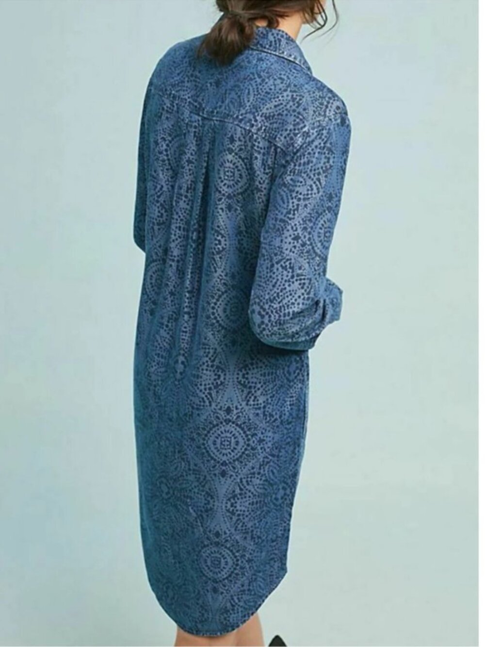 Anthropologie Cloth & Stone Printed Chambray Dress XS - Picture 3 of 15